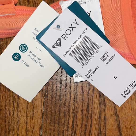 •ROXY•BNWT NEON ORANGE BEACH CLASSIC BIKINI TOP SIZE S - Picture 7 of 9
